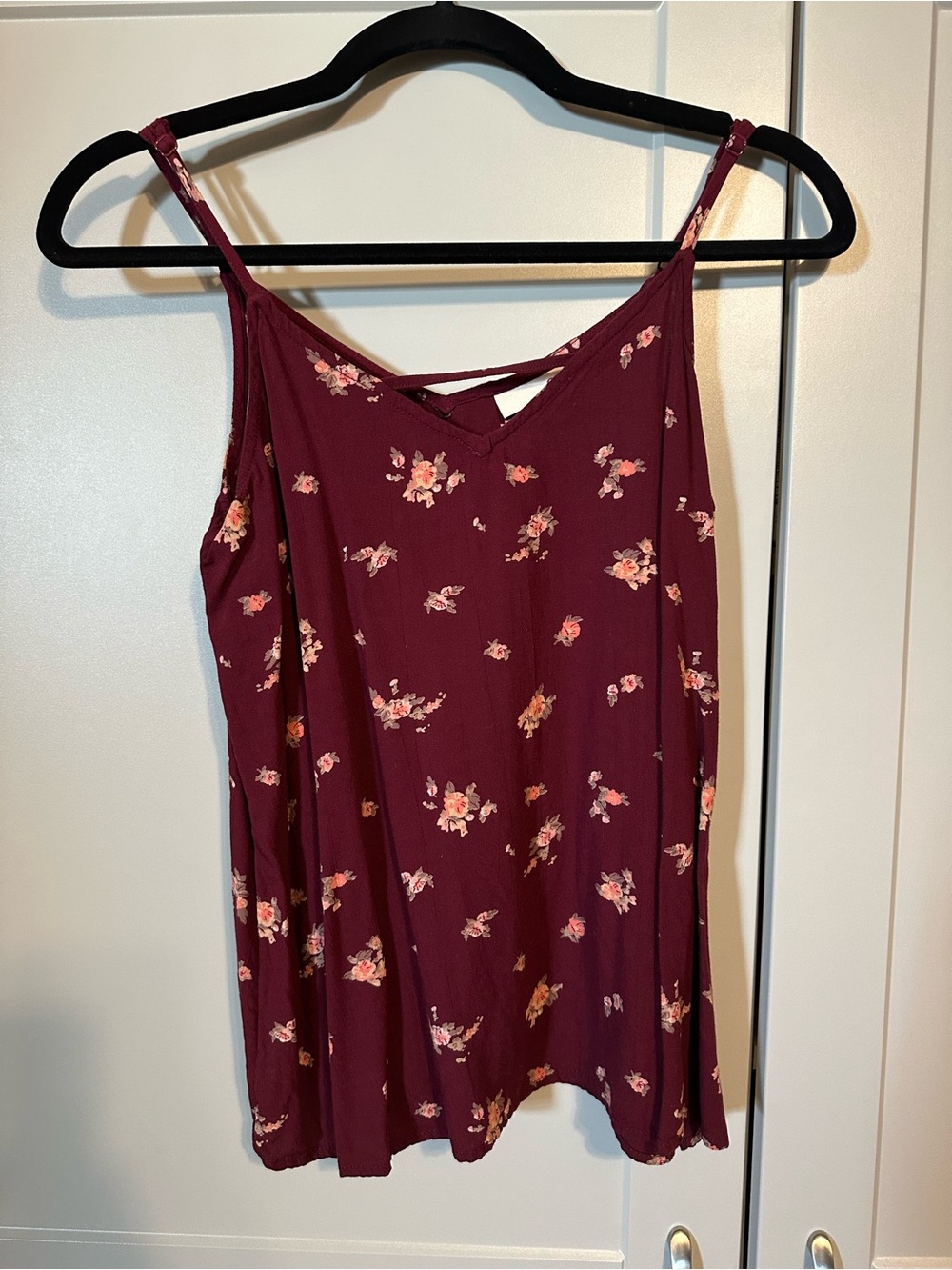 SO Burgundy Floral Spaghetti-Strap Camisole